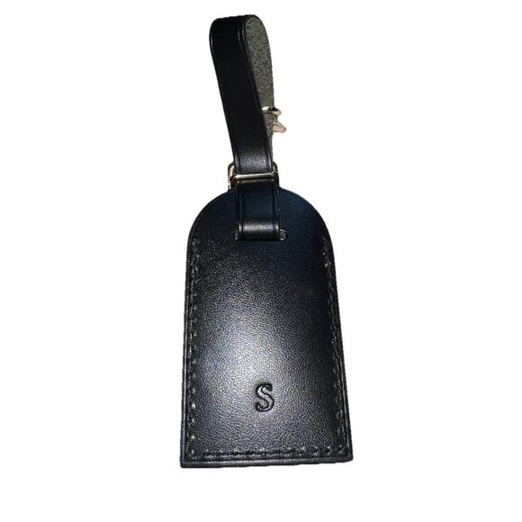 Louis Vuitton Name Tag w/ S Initial Black Gold tone Metal Small Mint - Picture 2 of 12